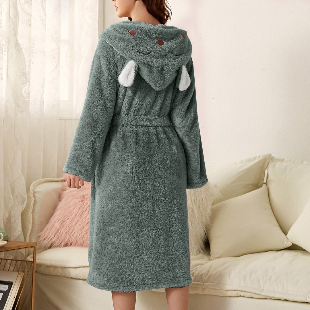 Lune London | Casual Autumn Thick Flannel Hooded Bathrobe for Women