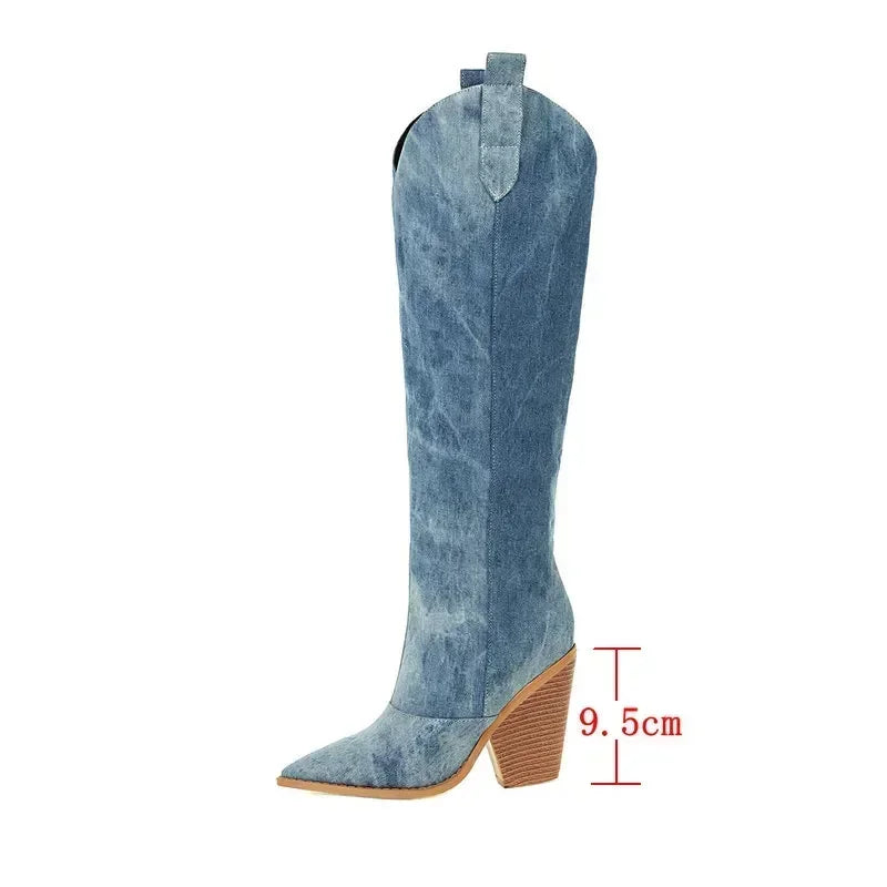 Lune London | Knee-Length Denim Boots