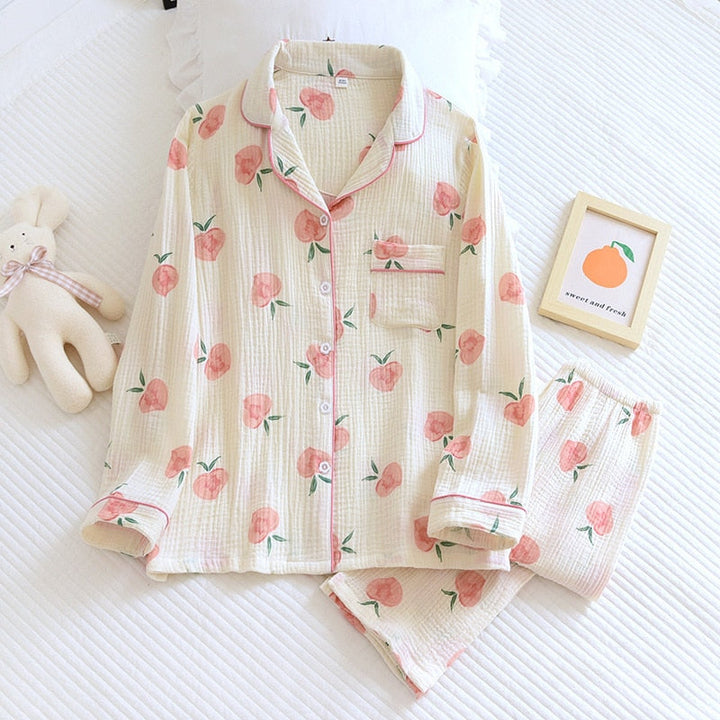 Lune London | Cotton Pajama Set for Women Peach