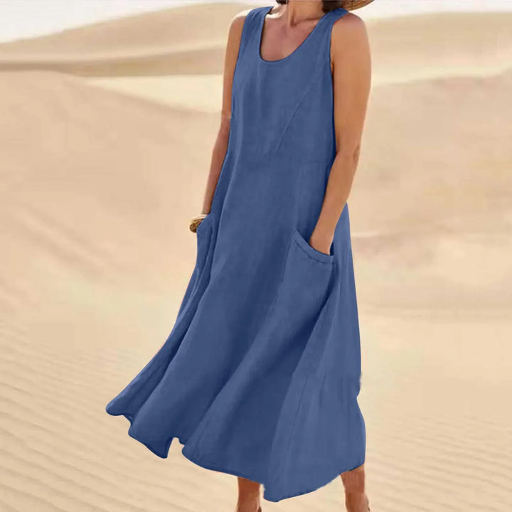 Lune London | Sleeveless linen dress with pockets for women