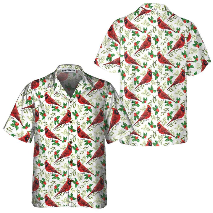 Lune London | Seamless Christmas Pattern Hawaiian Shirt Cardinal Red, Fun Christmas T-Shirt, Christmas Gift