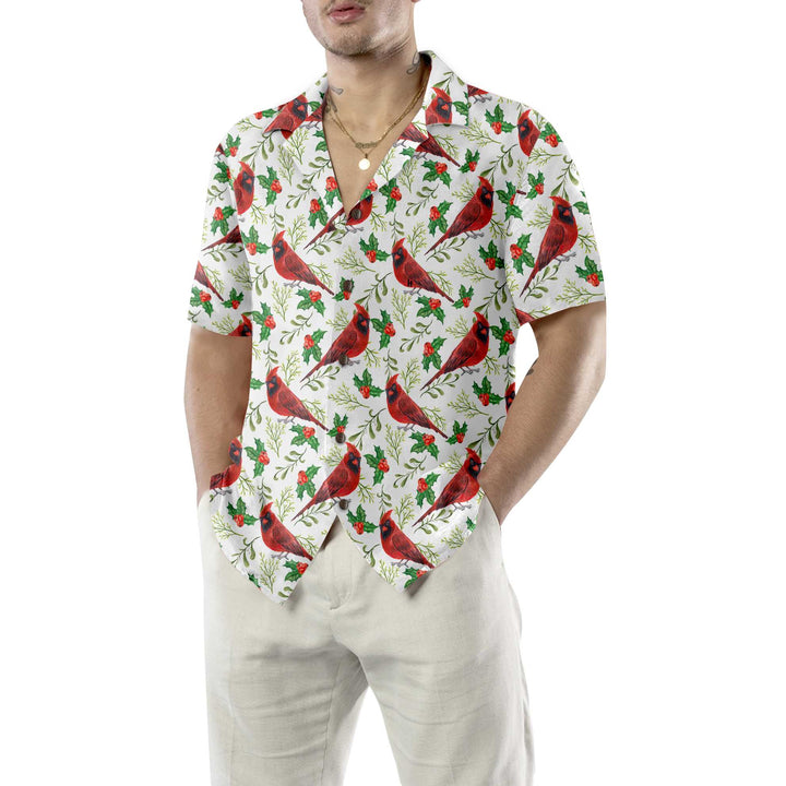 Lune London | Seamless Christmas Pattern Hawaiian Shirt Cardinal Red, Fun Christmas T-Shirt, Christmas Gift