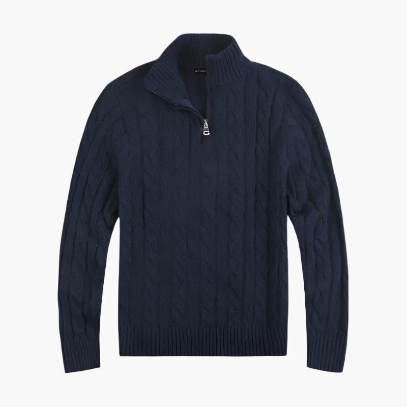 Lune London | Sweater with twisted pattern and half-zip - Elegant casual knit sweater