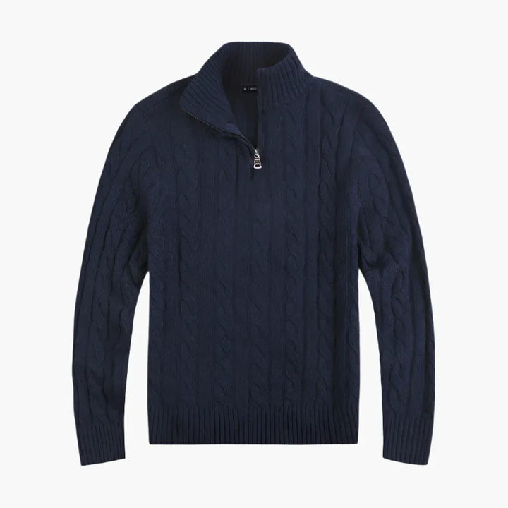 Lune London | Sweater with twisted pattern and half-zip - Elegant casual knit sweater