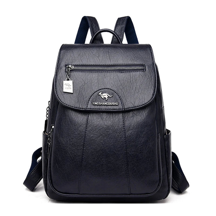 Chic Und Stil | Large Leather Backpack with Theft Protection for Women