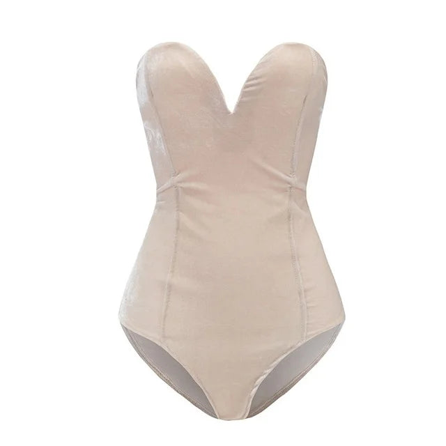 Lune London | Sexy Bodysuit Made Of Burgundy Strapless Velvet