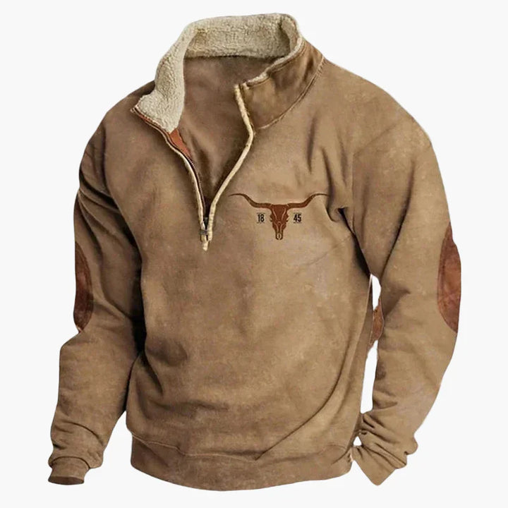 Lune London | Western style sweater with aztec pattern and longhorn design - Comfortable casual sweatshirt for outdoor activities and everyday wear