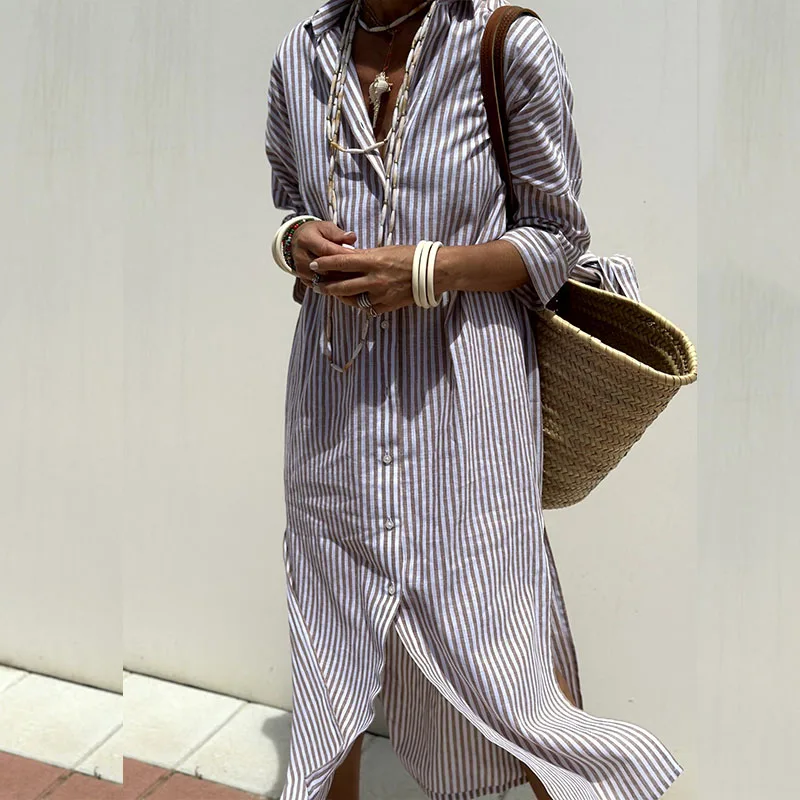 Lune London | Elegant Striped Shirt Dress