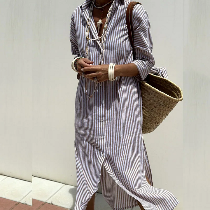 Lune London | Elegant Striped Shirt Dress