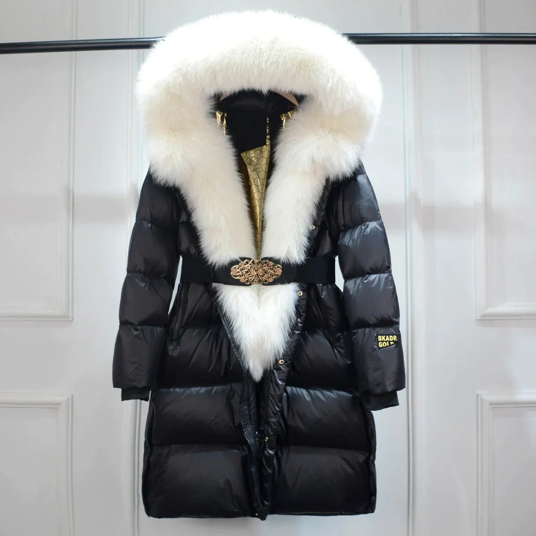 Women’s Puffer Coat with Faux Fur Collar & Belt – Warm & Stylish | Lune London