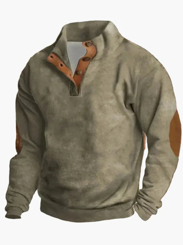 Amarae | Retro cowboy sweatshirt with digital print and high collar - Casual western pullover for outdoor and leisure
