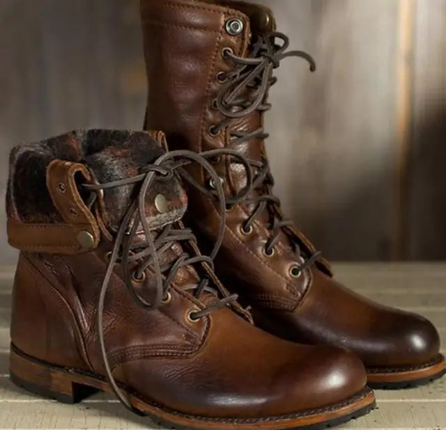 Lune London | Lace-up boots - Leather - Round toe - Robust sole - Mid-high shaft