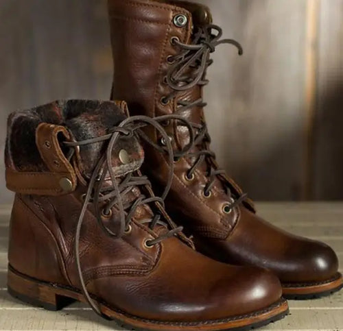 Amarae | Lace-up boots - Leather - Round toe - Robust sole - Mid-high shaft