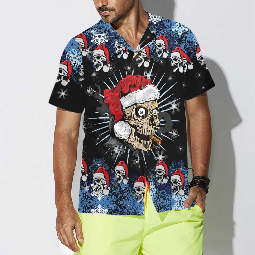 Lune London | Skull Face Cheeky Christmas Edition Hawaii Shirt, Christmas Skull Shirt, Unique Gift For Christmas