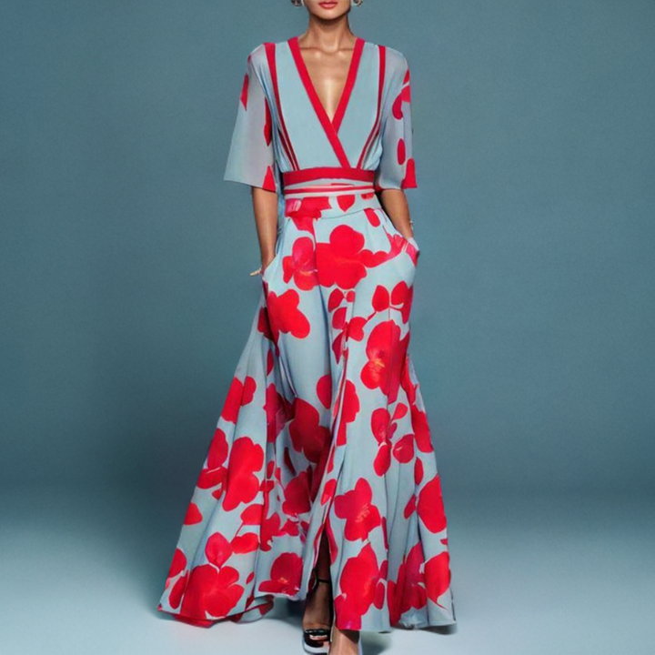 Women’s Elegant Robe Dress with Flowing Fit & V-Neck Design | Lune London