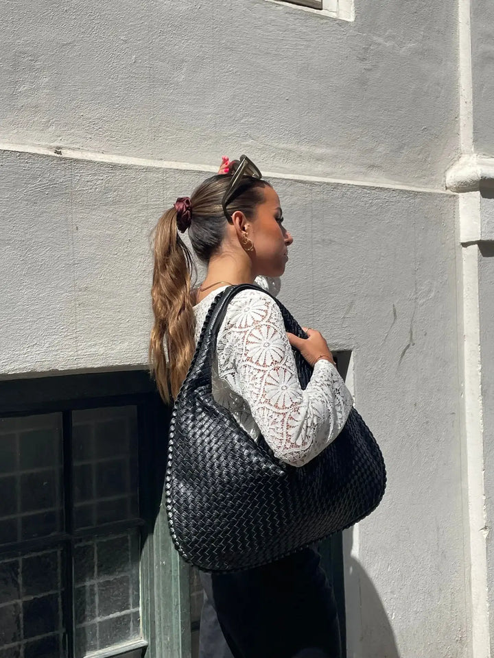 Lune London | Vintage Shoulder Bag Women Woven Handbag with Zipper On Sale