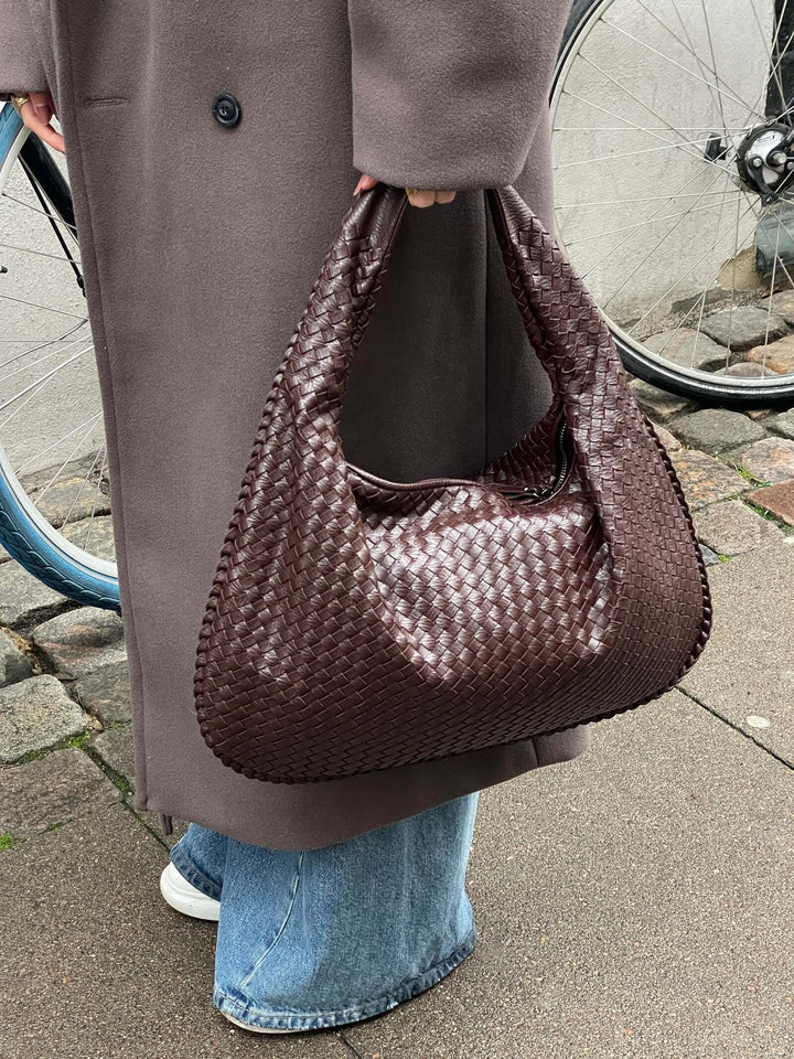 Lune London | Vintage Shoulder Bag Women Woven Handbag with Zipper On Sale