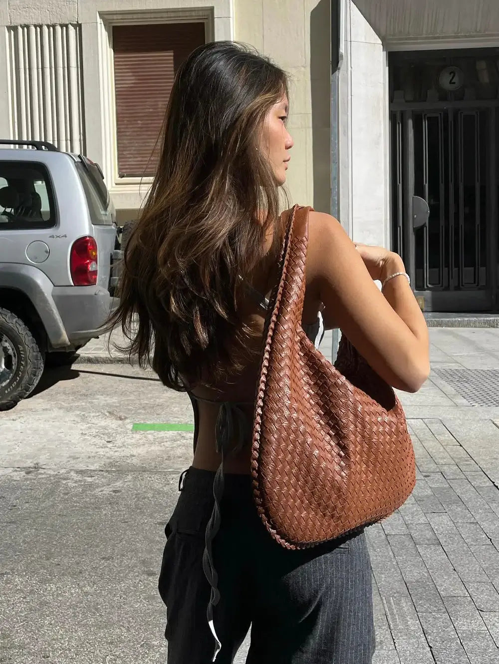 Lune London | Vintage Shoulder Bag Women Woven Handbag with Zipper On Sale