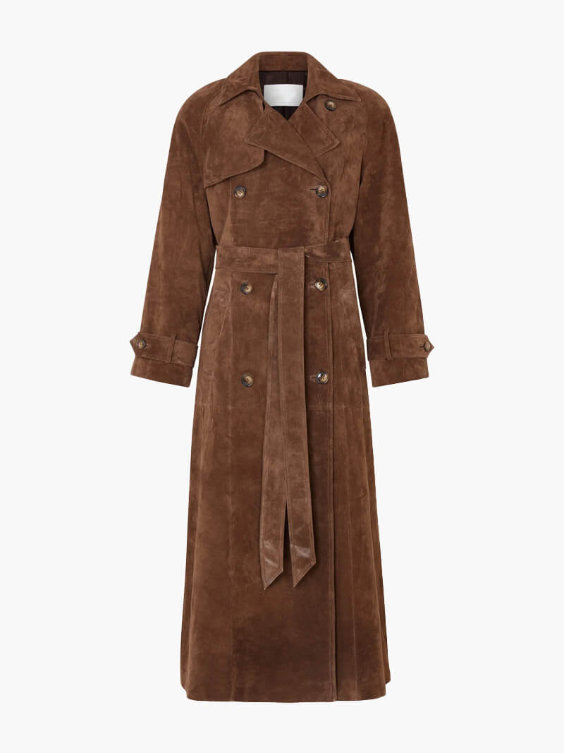Lune London | Long Women's Trench Coat with Suede Look