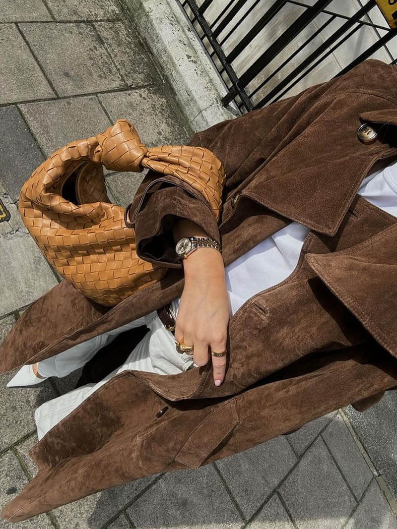 Lune London | Long Women's Trench Coat with Suede Look