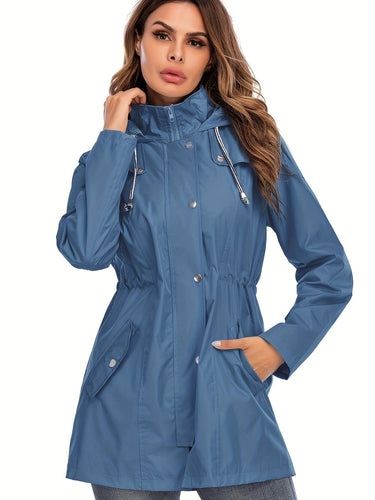 Amarae | Mid-length raincoat with hood and zipper for city and rain