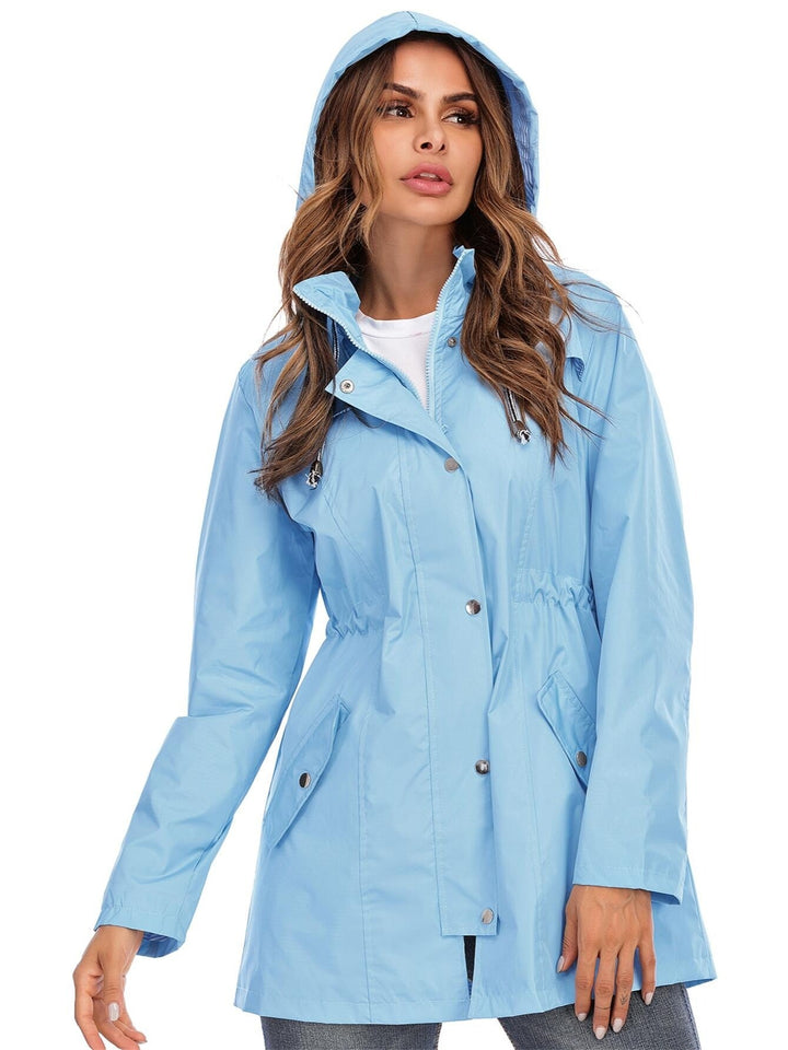 Lune London | Mid-length raincoat with hood and zipper for city and rain
