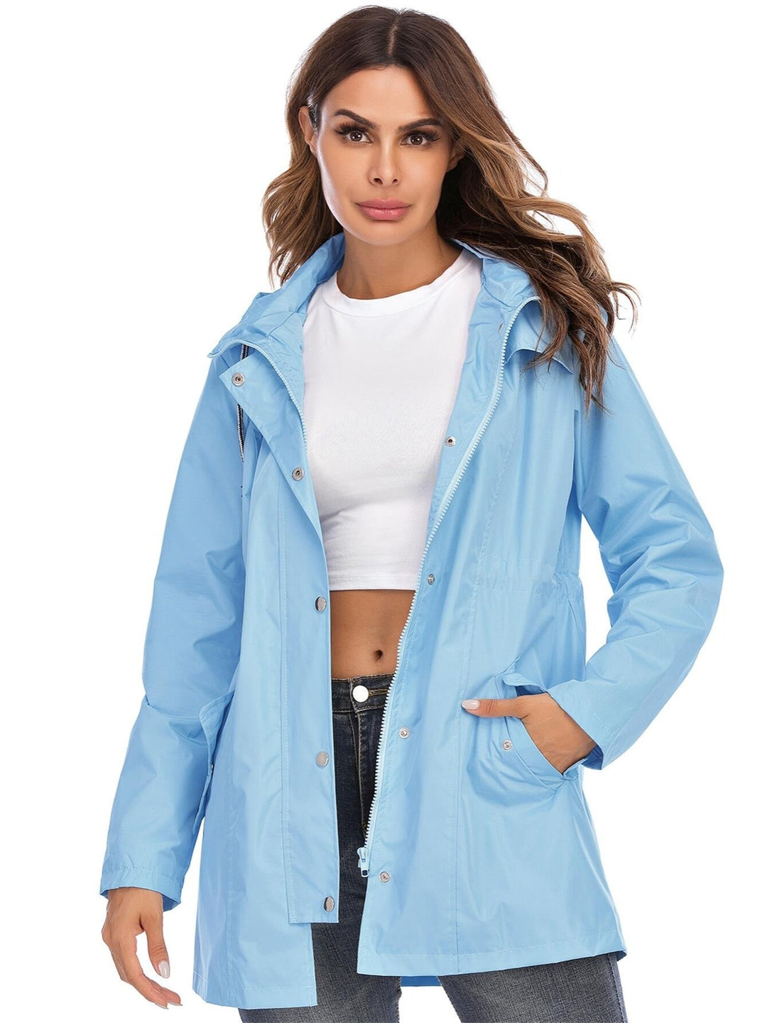 Lune London | Mid-length raincoat with hood and zipper for city and rain