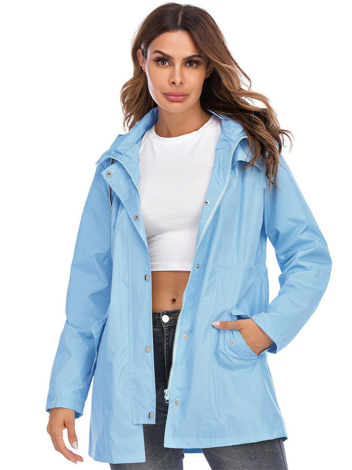 Lune London | Mid-length raincoat with hood and zipper for city and rain