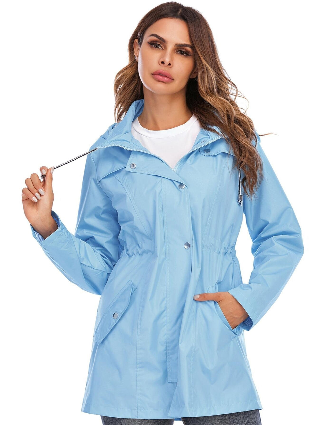 Lune London | Mid-length raincoat with hood and zipper for city and rain