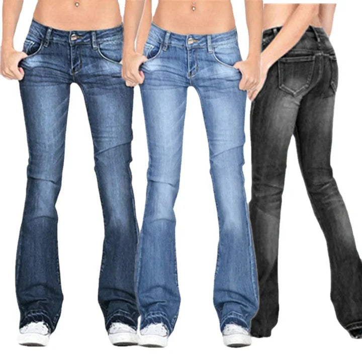 Lune London | Women's Low Rise Flared Jeans: Casual Vintage Skinny Bell Bottom Jeans