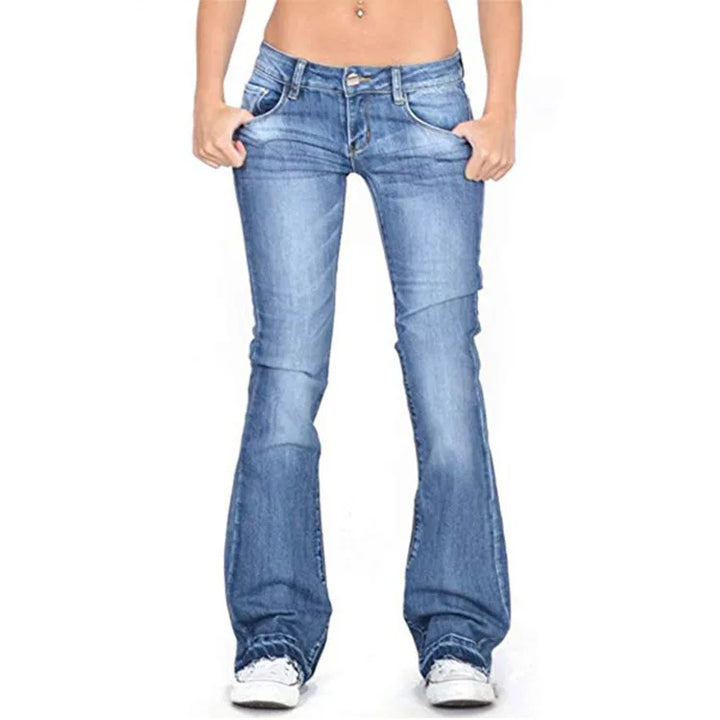 Lune London | Women's Low Rise Flared Jeans: Casual Vintage Skinny Bell Bottom Jeans