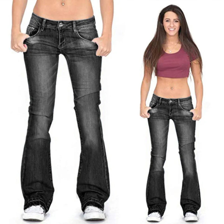 Lune London | Women's Low Rise Flared Jeans: Casual Vintage Skinny Bell Bottom Jeans