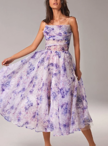 Amarae | Asymmetric dress with printed belt