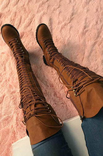 Chic Und Stil | Over-The-Knee Boots with Laces
