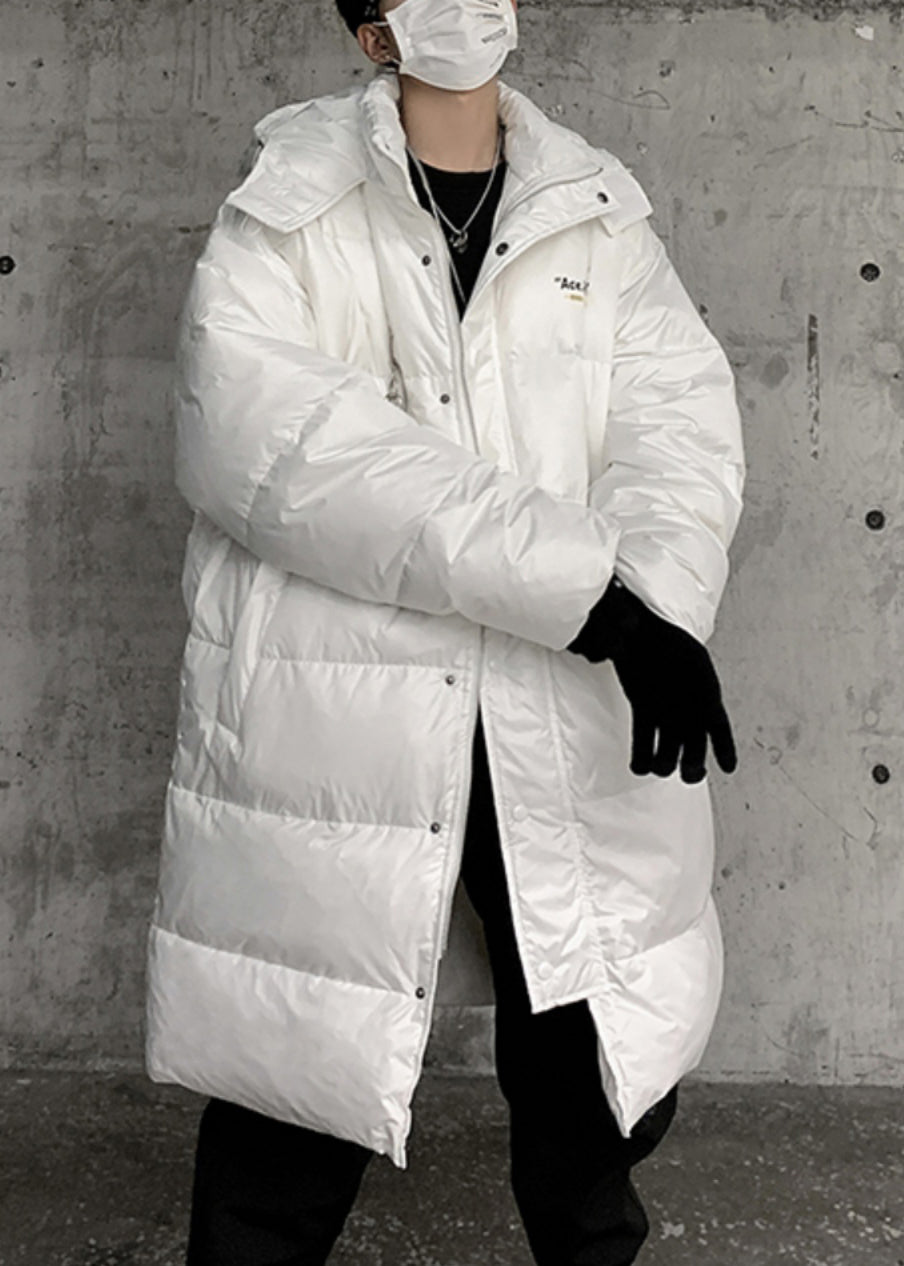 Amarae | Men's Down Winter Coat with Zip and White Hood