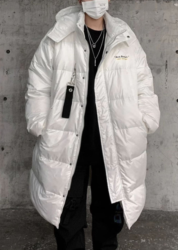 Amarae | Men's Down Winter Coat with Zip and White Hood