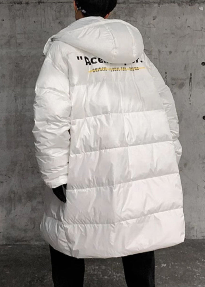 Amarae | Men's Down Winter Coat with Zip and White Hood