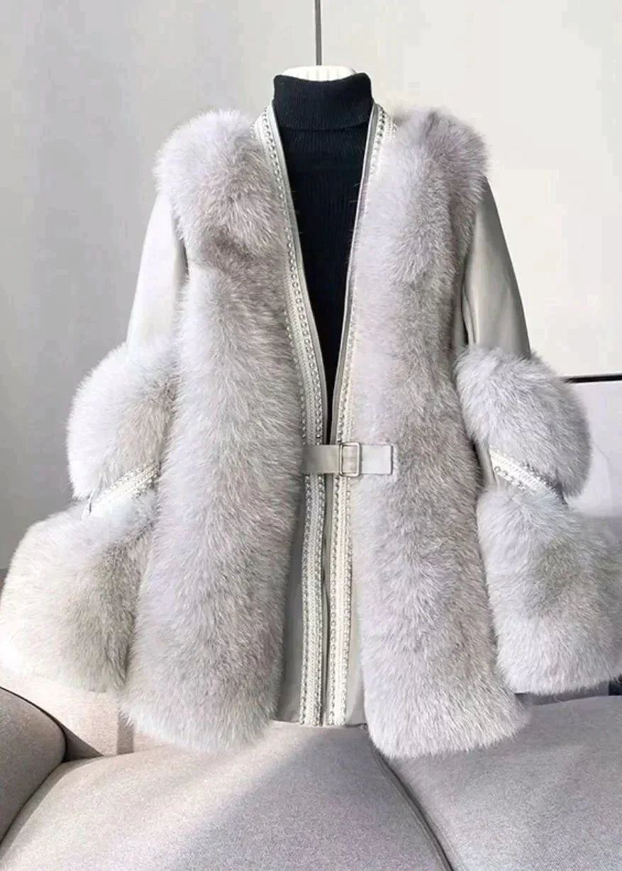 Lune London | Faux fur coat with V neck