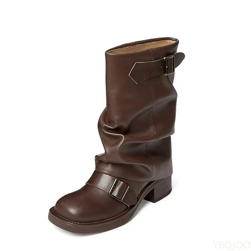 Lune London | Cowboy Boots - Trendy Retro Faux Leather Boots with a Comfortable Heel for Autumn and Winter