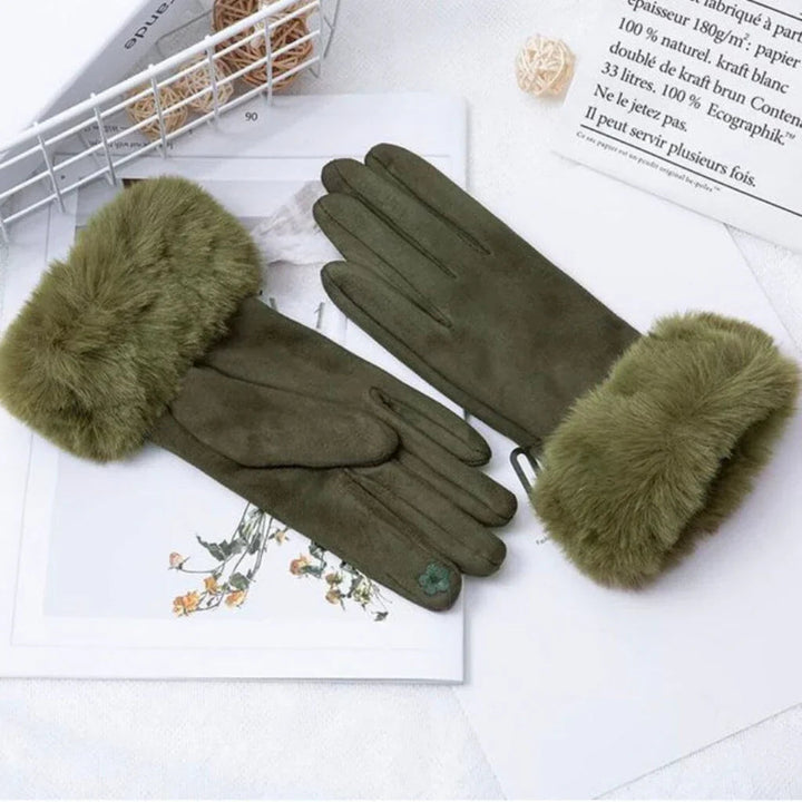 Lune London | Suede gloves for women - Faux fur trim - Winter
