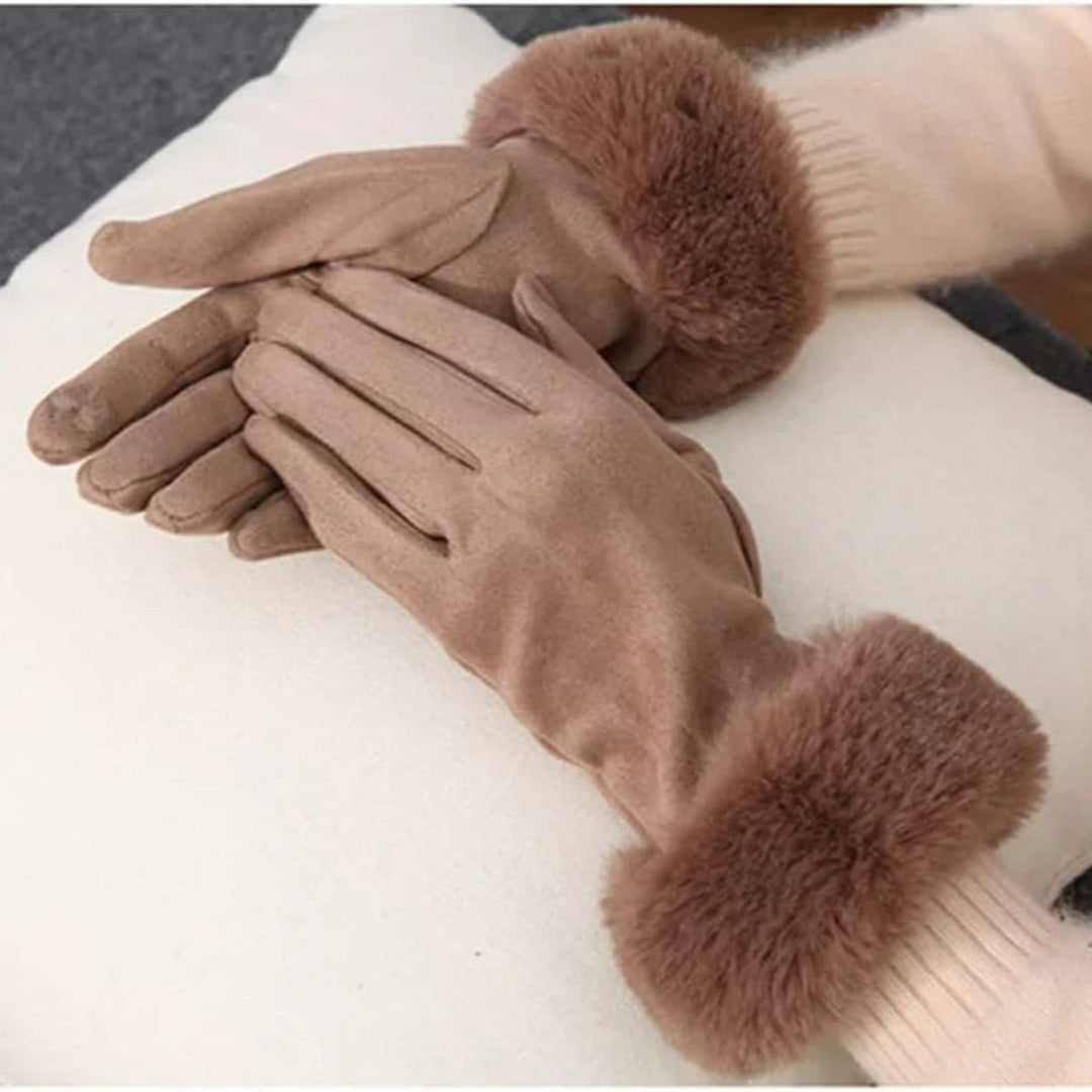 Lune London | Suede gloves for women - Faux fur trim - Winter