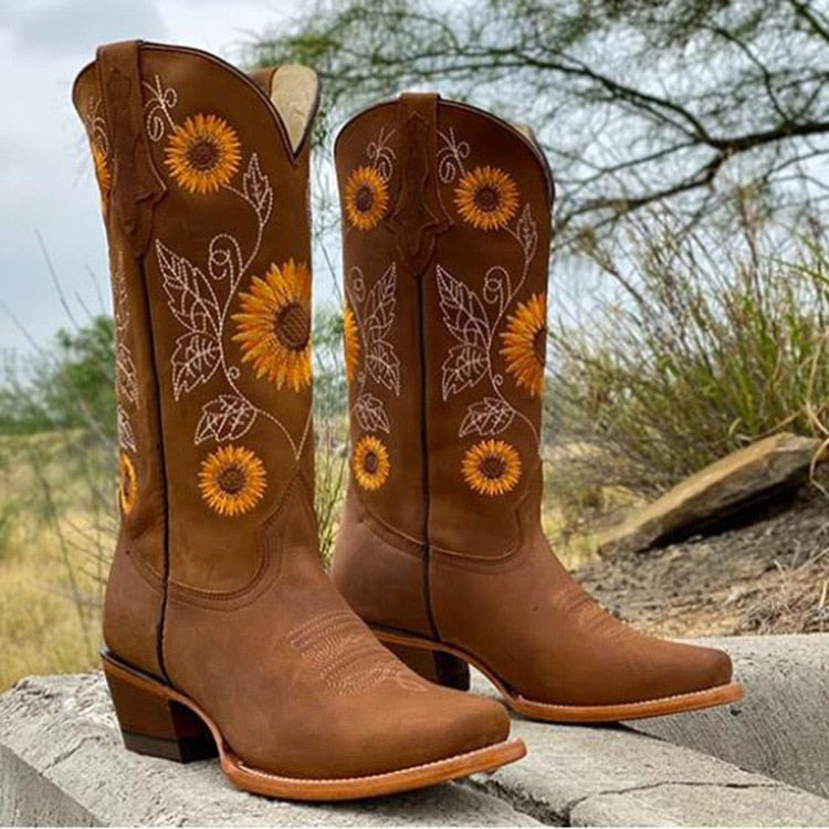 Lune London | Sunflower Design Boots for Women - Ankle Height with