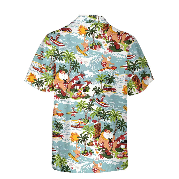 Lune London | Christmas Hawaiian shirt Santa surfer, funny Santa shirt, best gift for Christmas