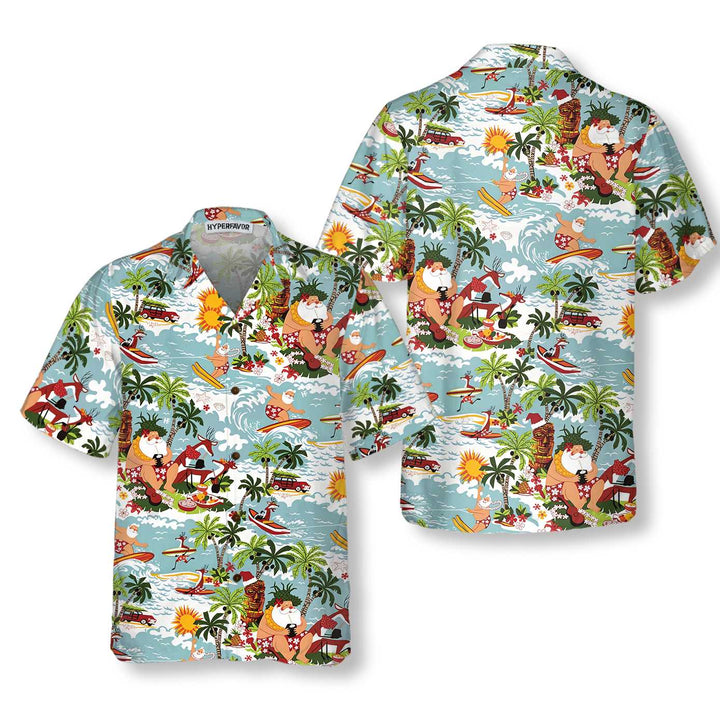 Lune London | Christmas Hawaiian shirt Santa surfer, funny Santa shirt, best gift for Christmas