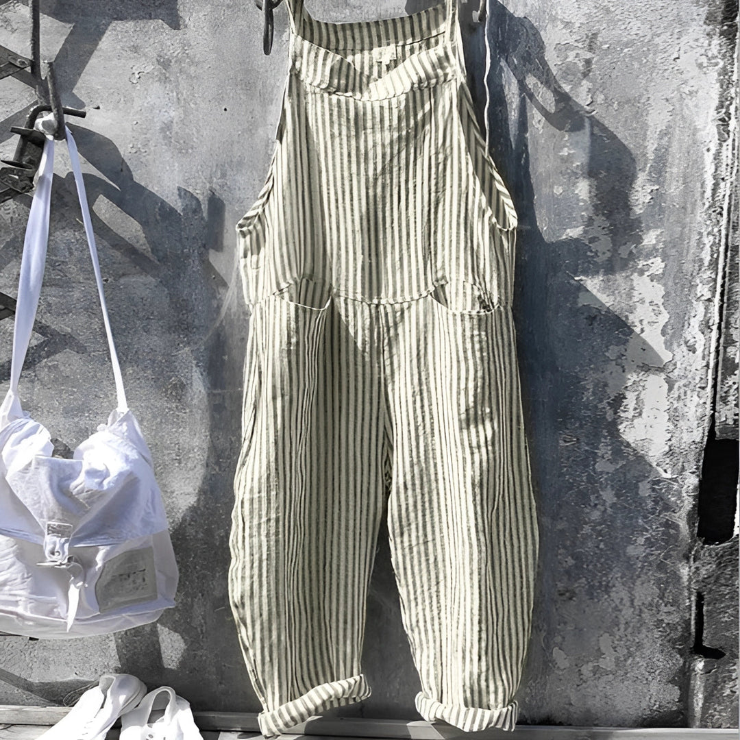 Chic Und Stil | White Vintage Overalls Unisex Adjustable with Pockets