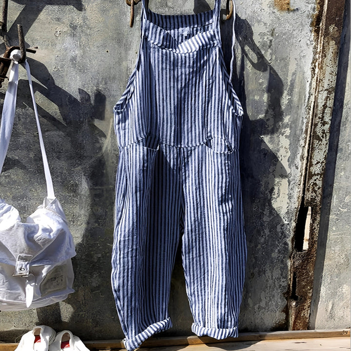 Chic Und Stil | White Vintage Overalls Unisex Adjustable with Pockets