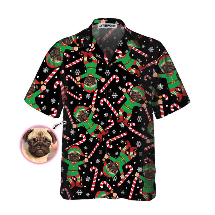 Lune London | The custom Pug Elf Hawaiian shirt, funny Christmas Pug shirt for men and women, personalized Christmas gift