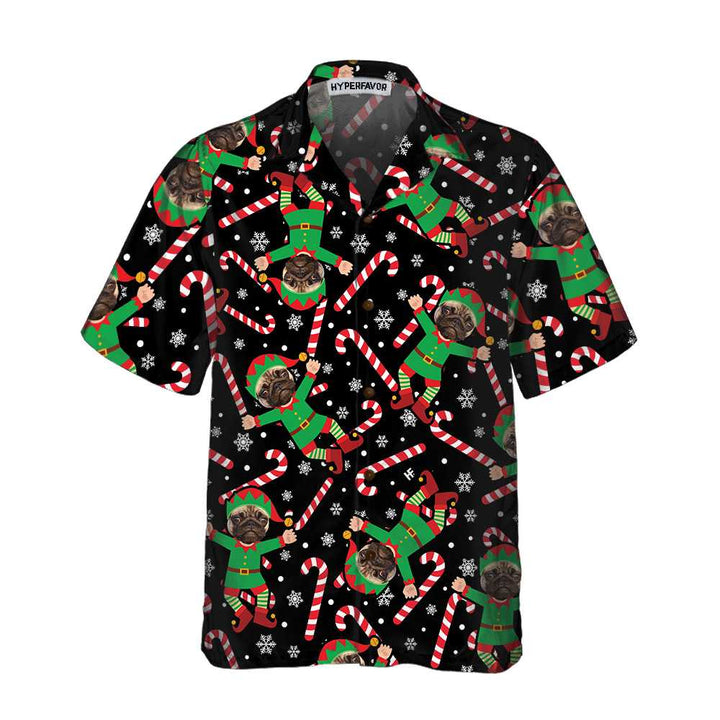 Lune London | The custom Pug Elf Hawaiian shirt, funny Christmas Pug shirt for men and women, personalized Christmas gift