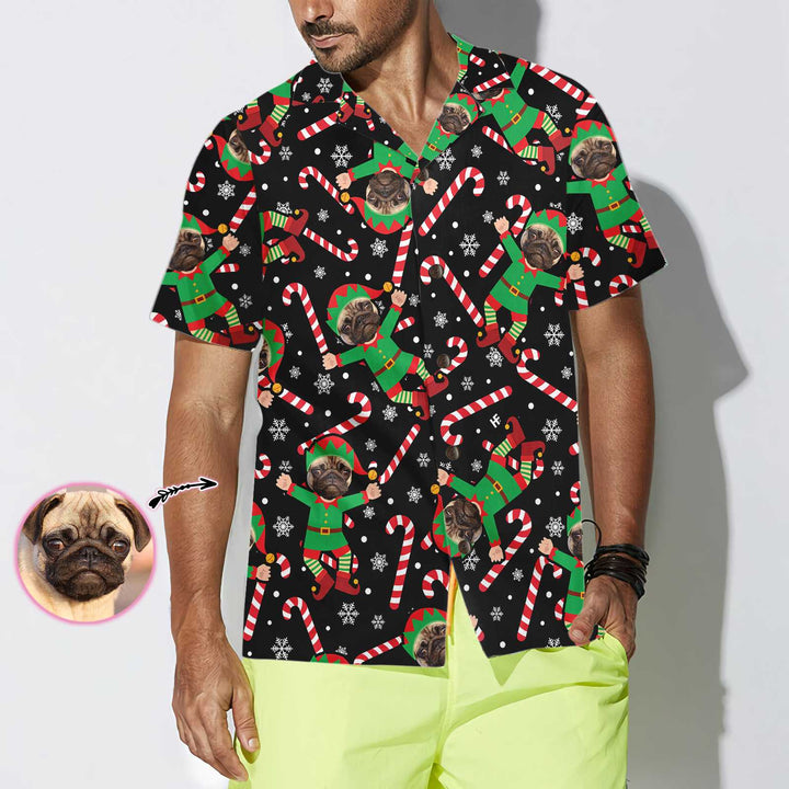 Lune London | The custom Pug Elf Hawaiian shirt, funny Christmas Pug shirt for men and women, personalized Christmas gift