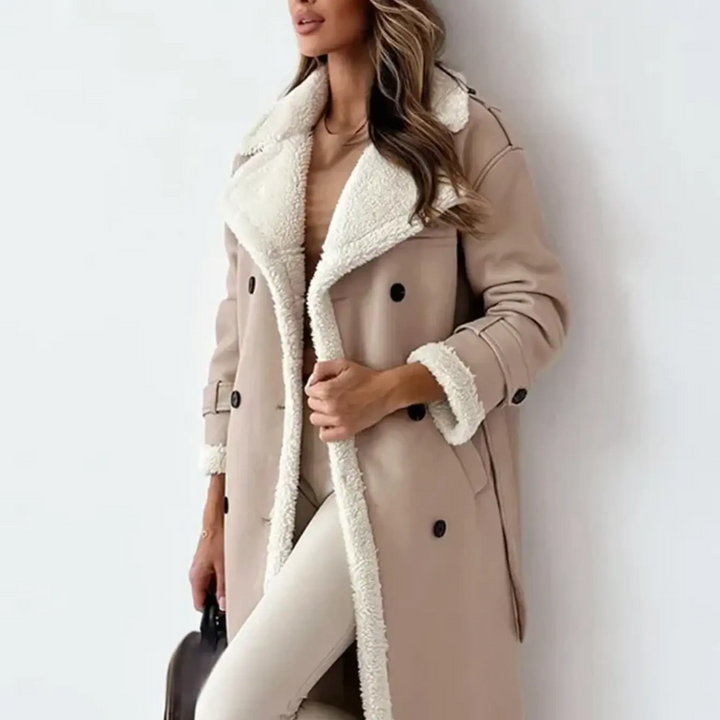 Amarae | Trench coat Women Long Sheepskin Lined Double Button - Winter